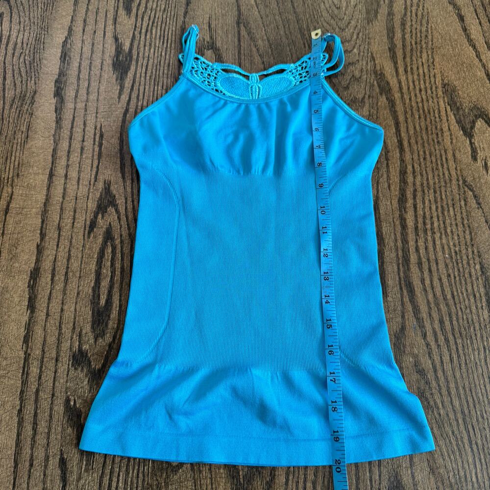 Y2K Bebe Lace Butterfly Blue Ribbed Racerback Cami Tank Top Size XS Extra Small - Picture 7 of 7